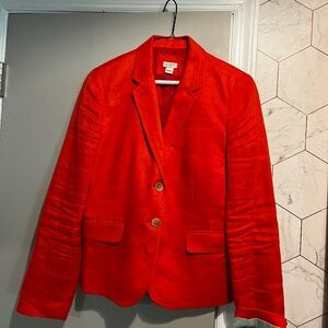 J crew Orange School boy jacket in Orange Linen